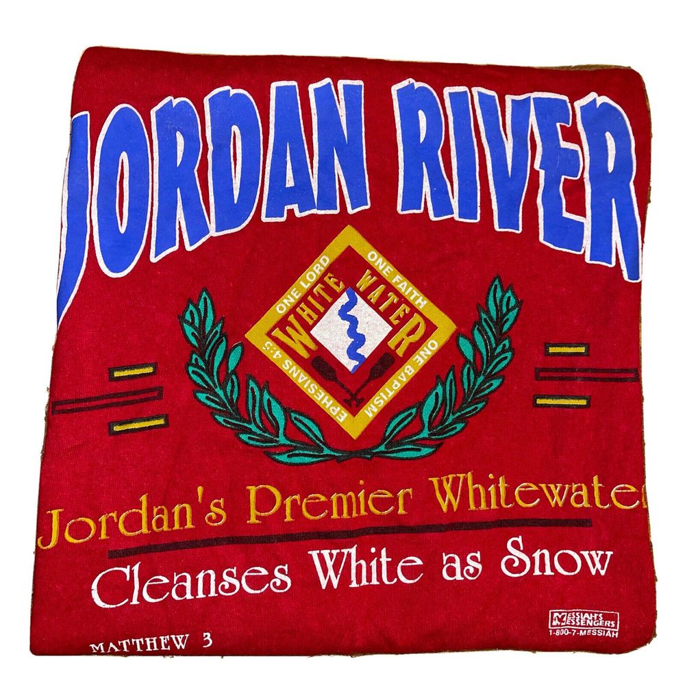 Vintage Jordan River Christianity Lord God Jesus T-Shirt Size XL